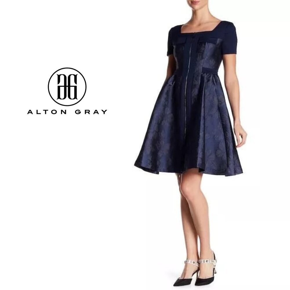 Designer Hot Sales! ALTON GRAY ALEXIS NAVY FIT & FLARE DRESS